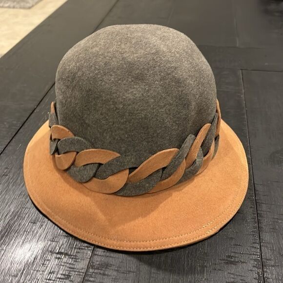Women\'s Rare Adolfo II Vintage Gray Braided Brown Wool Esccello USA Hat‌‌‌‌ main image 5